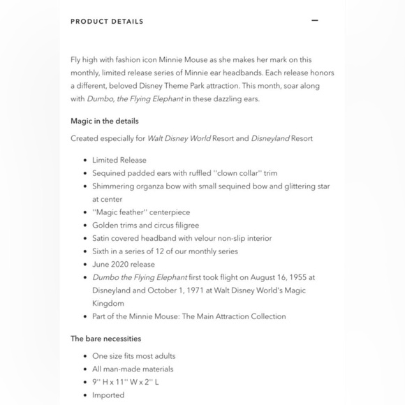 Minnie Mouse: The Main Attraction Ear Headband – Dumbo, The Flying Elephant - Picture 2 of 6